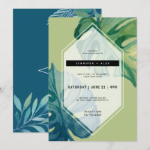 Inbjudan till Tropical Watercolor Foliage Wedding