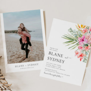 Inbjudan till Tropical Wedding-Blommigten för vatt