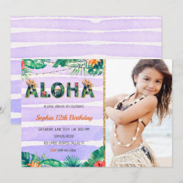 Inbjudan till tropisk Aloha-födelsedag med foto