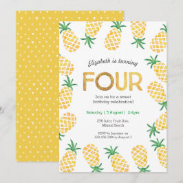 Inbjudan till tropisk ananas 4e födelsedagen