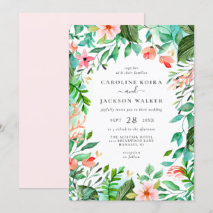 Inbjudan till tropisk Blommigt Beach Wedding