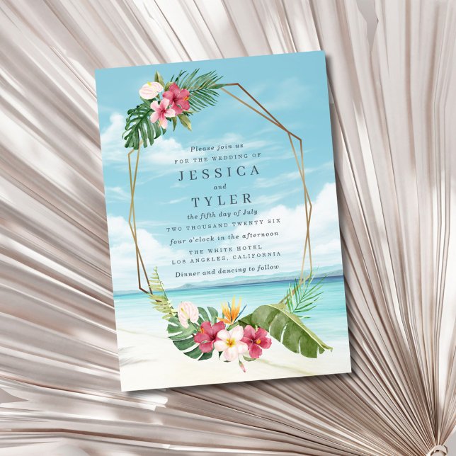Inbjudan till tropisk blomsterbrädesbröllop (Tropical Flower Beach Wedding Invitation)