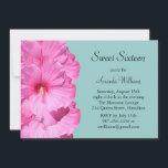 Inbjudan till tropisk födelsedag (turkos)<br><div class="desc">Rosa hibiscus blommor dekorerar denna födelsedagsinbjudan,  skapar perfekt för en luau,  en tropisk party eller en bassäng party.</div>