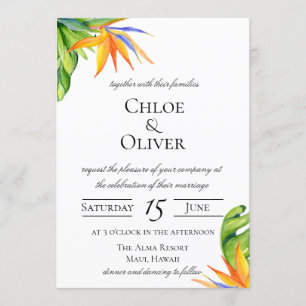 Inbjudan till tropisk ö botaniskt bröllop