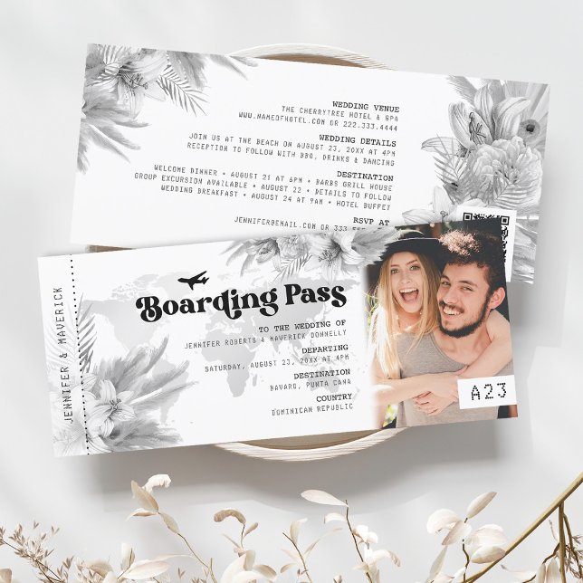 Inbjudan till tropisk pampas Boarding Pass Wedding (Skapare uppladdad)