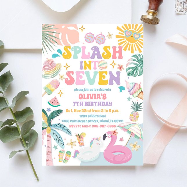 Inbjudan till Tropisk Pool Födelsedagsfest (Skapare uppladdad)