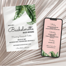 Inbjudan till tropisk Rosa Bachelorette + Internat