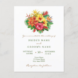 Inbjudan till tropiska bröllop med färgstark blomm