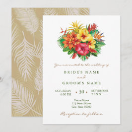 Inbjudan till tropiska bröllop med färgstark blomm