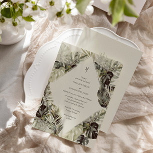 Inbjudan till tropiskt bröllop - botanisk design