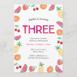 Inbjudan till Tropiskt fruktigt Rosa-födelsedagsmö