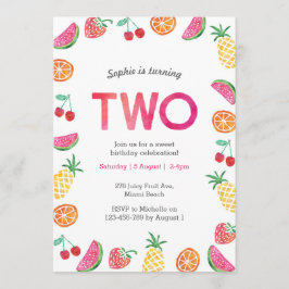 Inbjudan till Tropiskt fruktigt Rosa-födelsedagsmö