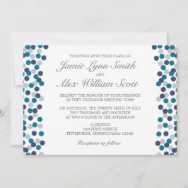Inbjudan till turkoise Navy Grått Polka Dot Weddin