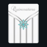 Inbjudan till turkos Blue Silver Quinceanera<br><div class="desc">Vackra tealturkos blått och silver-turkos Quinceanera-inbjudan. Den här födelsedagsfesten av tealblått Quinceanera-format för elegant kan enkelt anpassas efter party eller händelse. Lägg till dina detaljer i förväg och/eller bakåt genom att helt enkelt lägga till din händelseinformation, teckensnitt stil, storlekt teckensnitt & färg och text. Observera att alla inbjudningssymboler som du...</div>