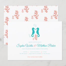 Inbjudan till turkos Coral Seahorse Wedding