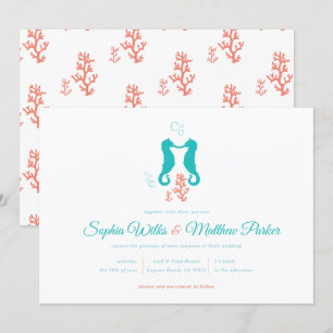 Inbjudan till turkos Coral Seahorse Wedding