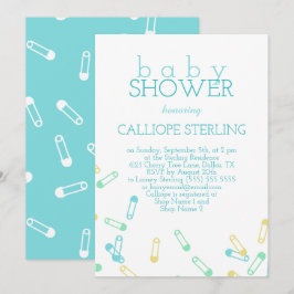 Inbjudan till turkos Diaper Stift Baby Shower