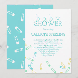 Inbjudan till turkos Diaper Stift Baby Shower