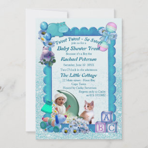Inbjudan till turkos Grönt Blue Baby Shower