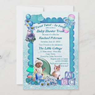 Inbjudan till turkos Grönt Blue Baby Shower