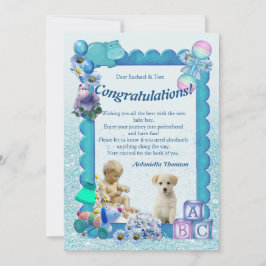 Inbjudan till turkos Grönt Blue Baby Shower