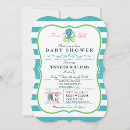 Inbjudan till turkos & Gult Octopus Baby Shower