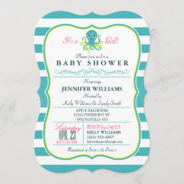 Inbjudan till turkos & Gult Octopus Baby Shower