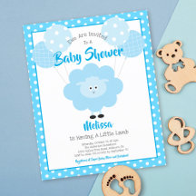 Inbjudan till turkos Lamb Budget Boy Baby Shower