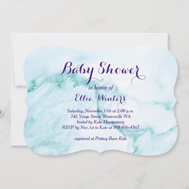 Inbjudan till turkos Marble Baby Shower (Framsida)