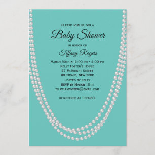Inbjudan till turkos- och Pearls Baby Shower