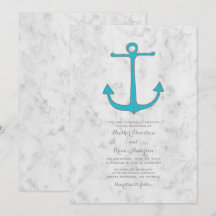 Inbjudan till turkos Rustic Anchor Wedding