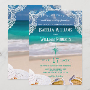 Inbjudan till turkos Tropical Beach Summer Wedding