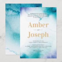 Inbjudan till turkos Watercolor Wedding