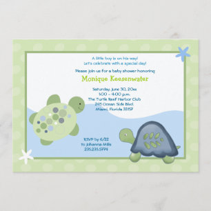 Inbjudan till Turtle Reef Baby Shower - Ljust grön