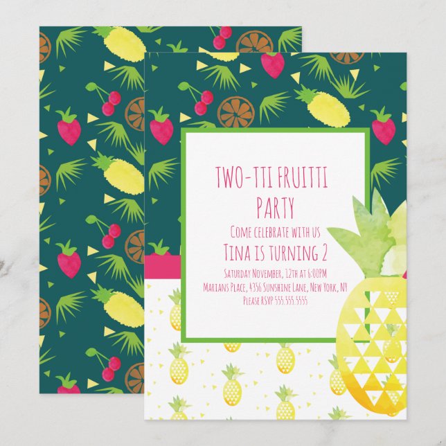 Inbjudan till Tutti Fruitti Tropical Dubbla Mönste (Fram/baksida)