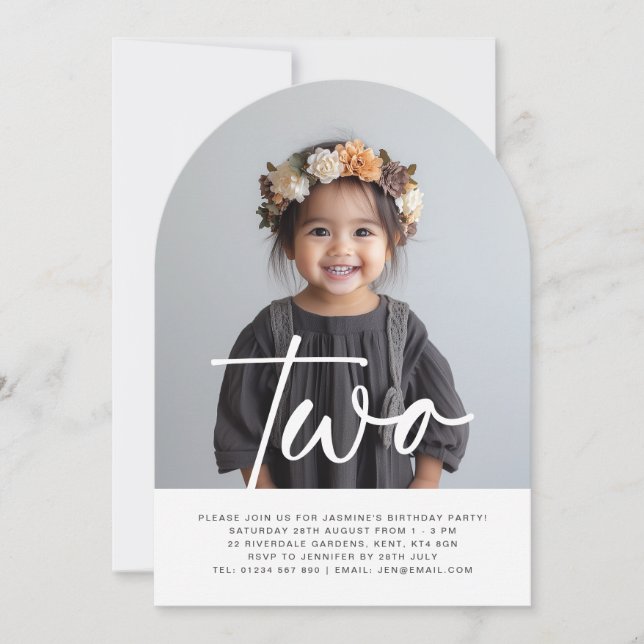 Inbjudan till två Arch Photo Birthday (Framsida)