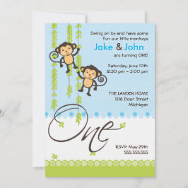 Inbjudan till två pojkar första födelsedagen