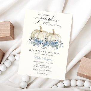 Inbjudan till två små pumpkins Blue Baby Shower