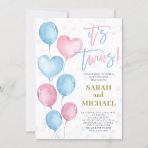 Inbjudan till twillingar Boy and Girl Baby Shower