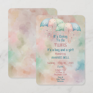 Inbjudan till twillingar Boy and Girl Baby Shower
