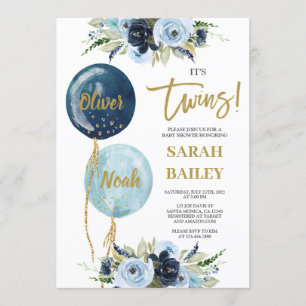 Inbjudan till twillingar Boys Baby Shower