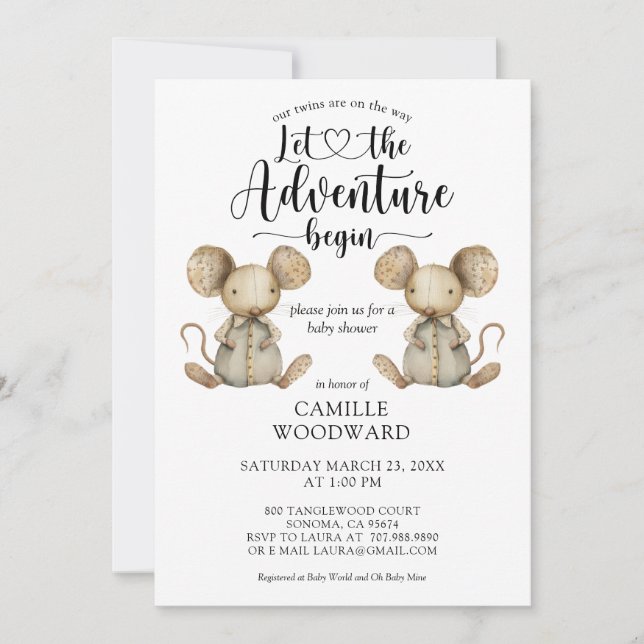 Inbjudan till twillingar Little Mce Baby Shower (Framsida)