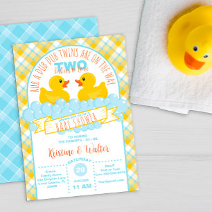 Inbjudan till twillingar Rubber Anka Baby Shower -