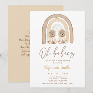 Inbjudan till twillingarnas Nalle Regnbåge babyvy