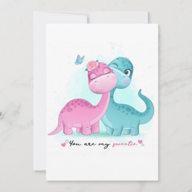 Inbjudan till Twin Aqua och Rosa Dinosaur (Framsida)