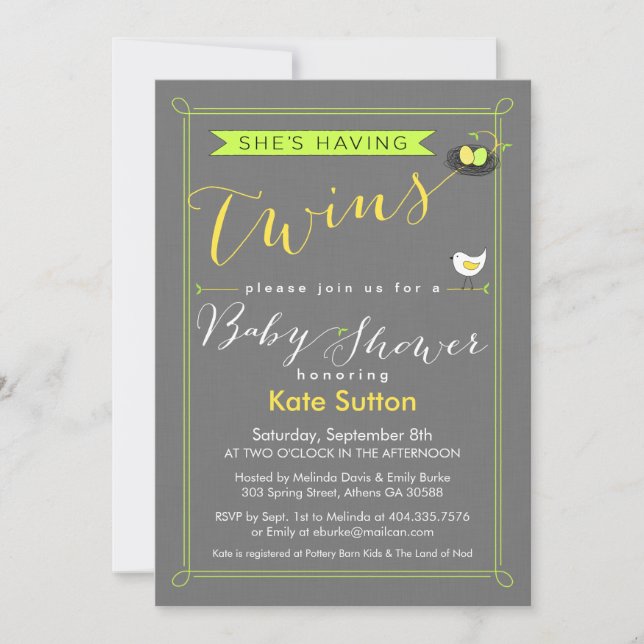 Inbjudan till Twin Baby Shower (Framsida)