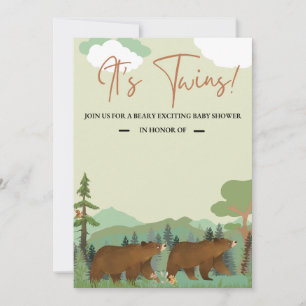 Inbjudan till Twin Baby Shower Woodland