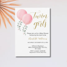Inbjudan till Twin Girls Baby Shower