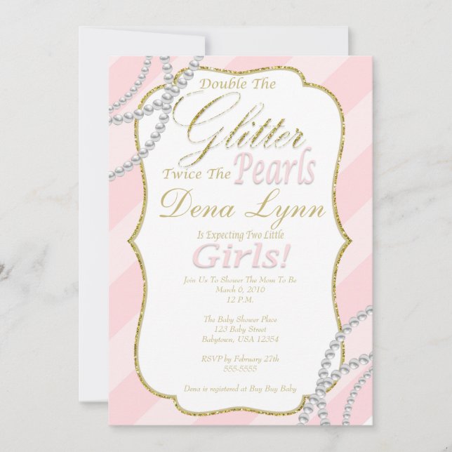 Inbjudan till Twin Girls Baby Shower (Framsida)