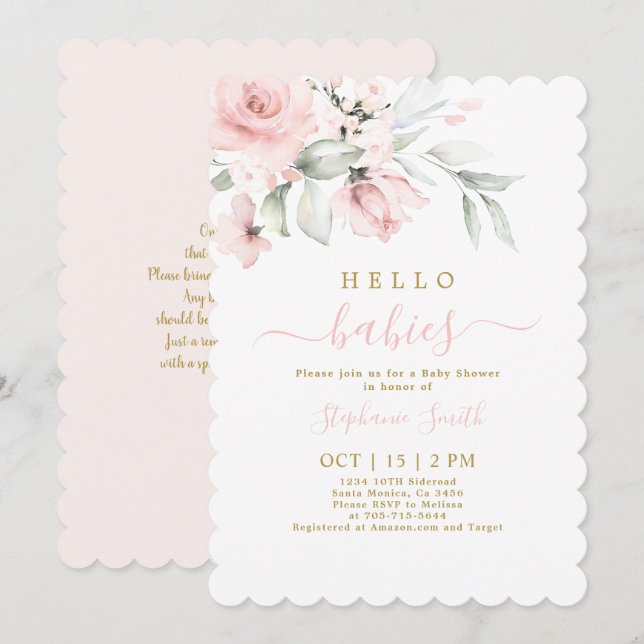 Inbjudan till Twin Girls Baby Shower (Fram/baksida)